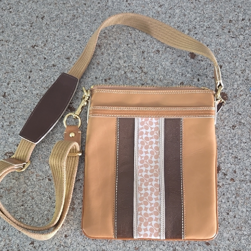 Coach Hampton Tan and Brown Crossbody Bag